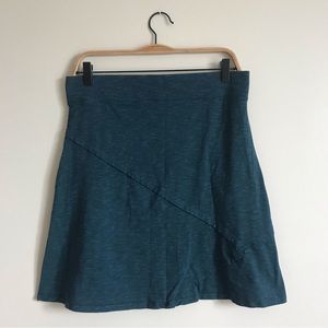 Toad & Co Micro Stripe Exposed Seam Cotton Stretch Skirt Teal Size Medium